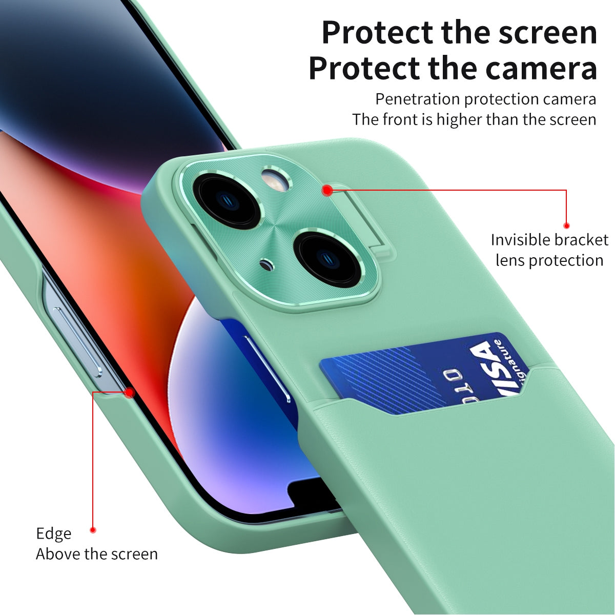 ELECTROPRIME For iPhone 15 Two-Color Invisible Lens Holder Phone Case(Green)