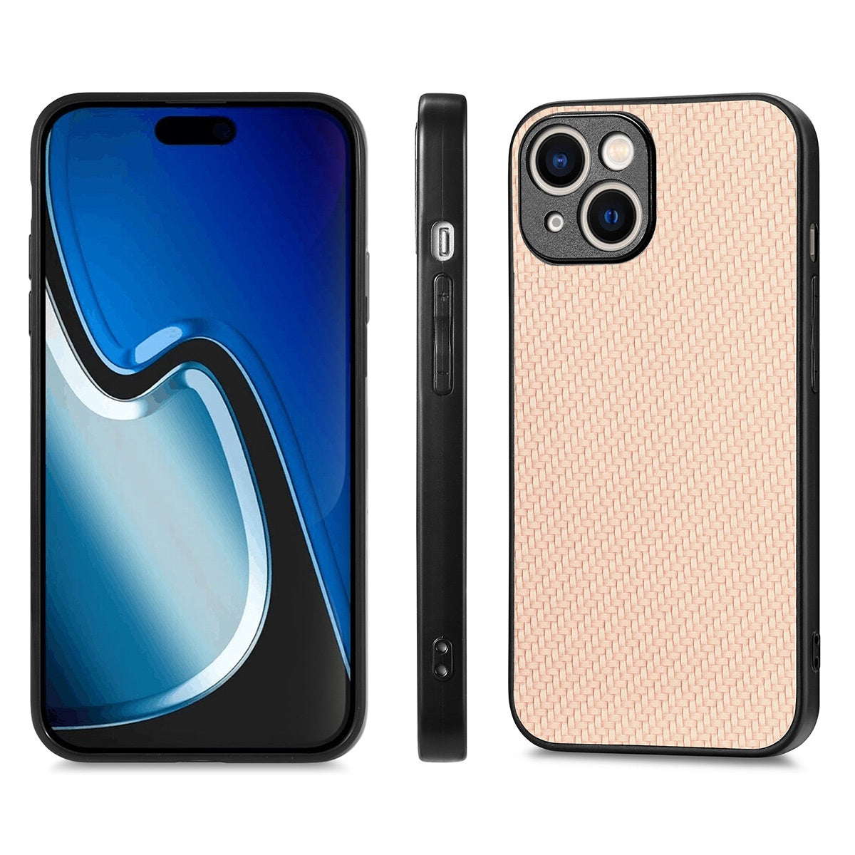 ELECTROPRIME For iPhone 15 ENKAY Fiber Leather Skin PC Phone Case with High Aluminum-silicon Glass Film(Khaki)