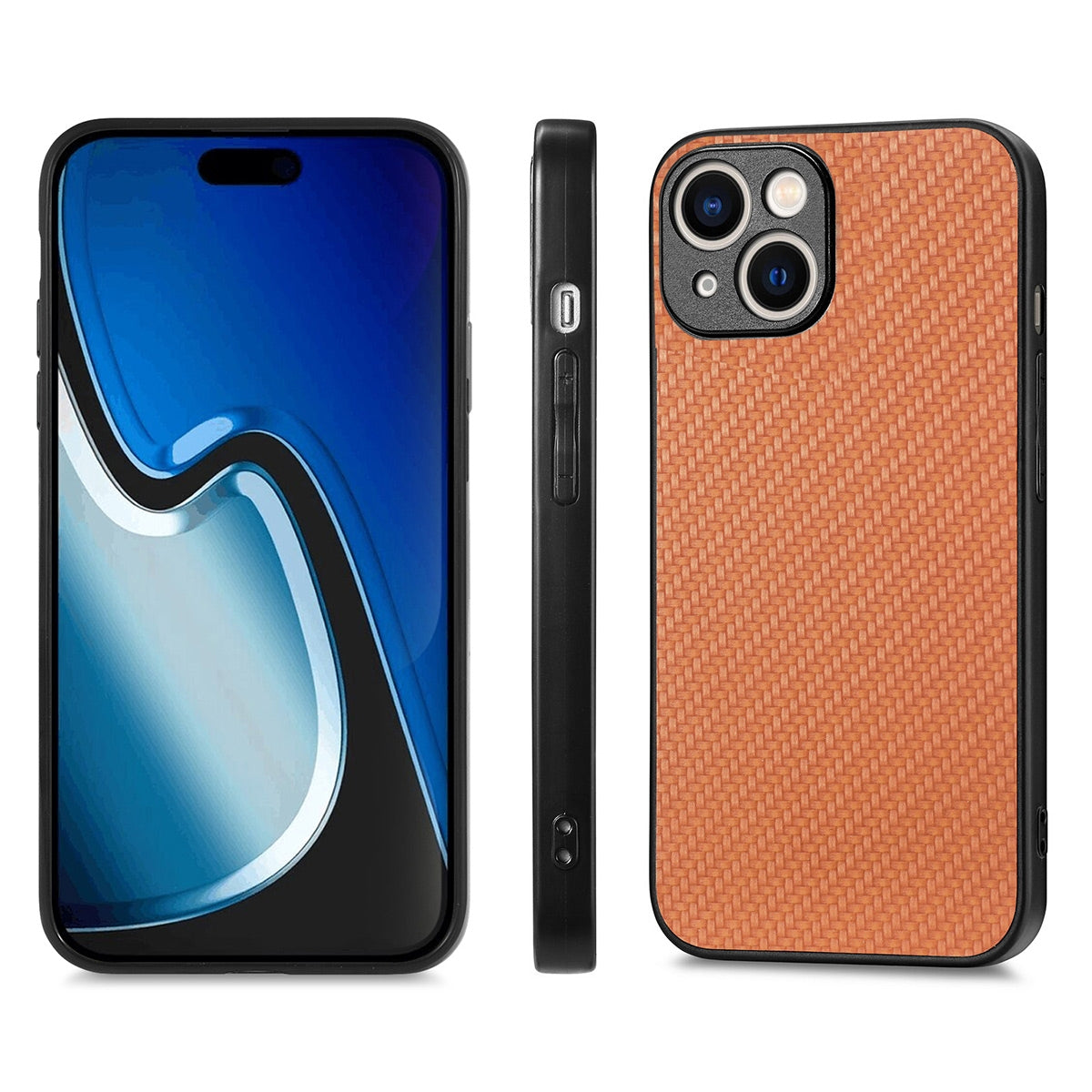 ELECTROPRIME For iPhone 15 ENKAY Fiber Leather Skin PC Phone Case with High Aluminum-silicon Glass Film(Brown)