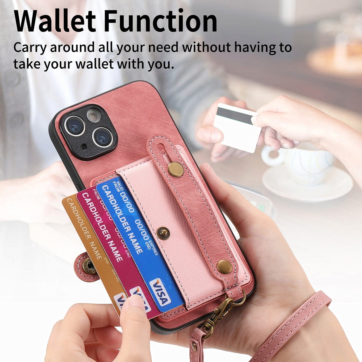 ELECTROPRIME For iPhone 15 Retro Cross Wristband Wallet Leather Back Phone Case(Pink)