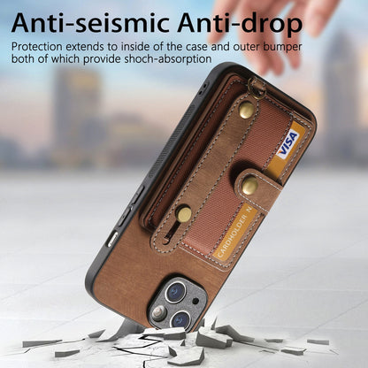 ELECTROPRIME For iPhone 15 Retro Cross Wristband Wallet Leather Back Phone Case(Brown)