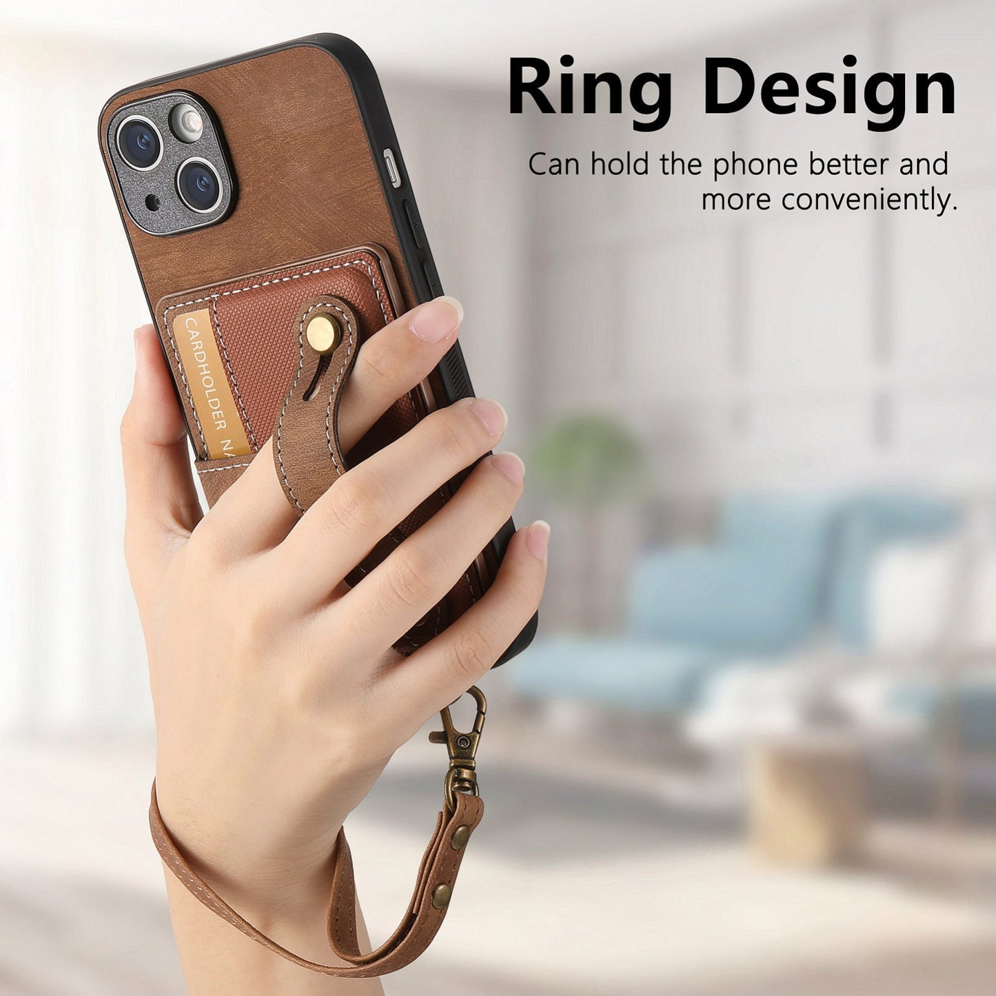 ELECTROPRIME For iPhone 15 Retro Cross Wristband Wallet Leather Back Phone Case(Brown)