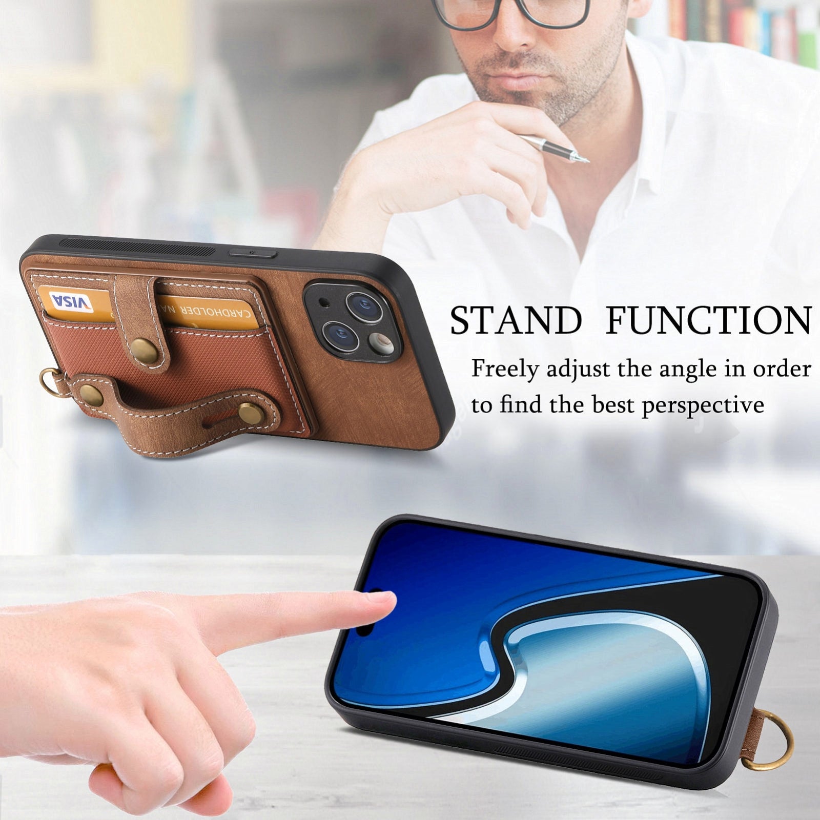 ELECTROPRIME For iPhone 15 Retro Cross Wristband Wallet Leather Back Phone Case(Brown)
