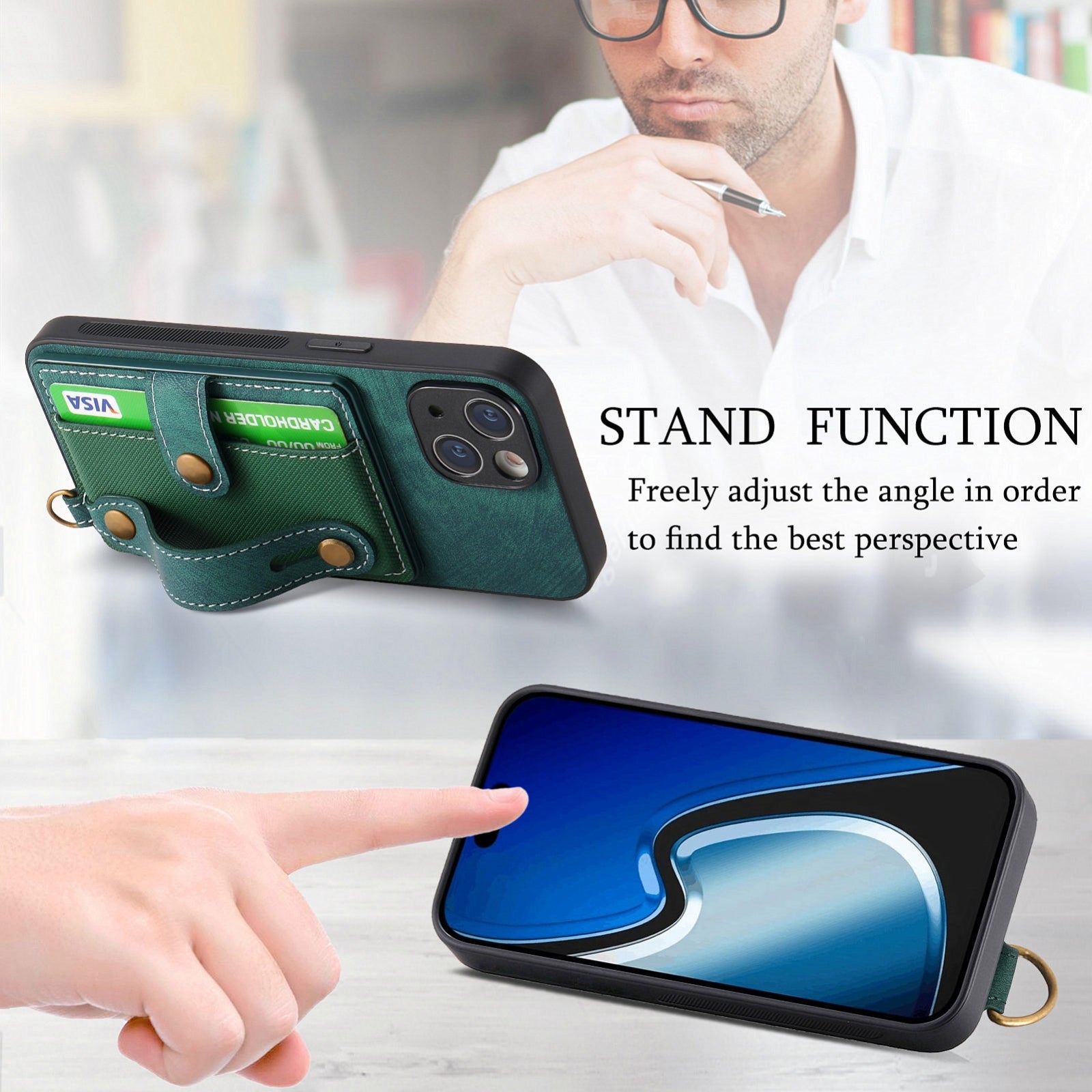ELECTROPRIME For iPhone 15 Retro Cross Wristband Wallet Leather Back Phone Case(Green)
