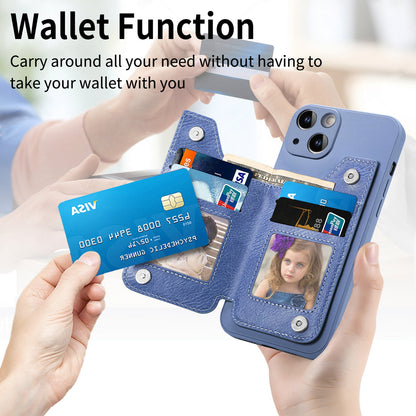 ELECTROPRIME For iPhone 15 Zipper Wallet Leather Back Shockproof Phone Case(Blue)