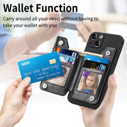 ELECTROPRIME For iPhone 15 Plus Zipper Wallet Leather Back Shockproof Phone Case(Black)