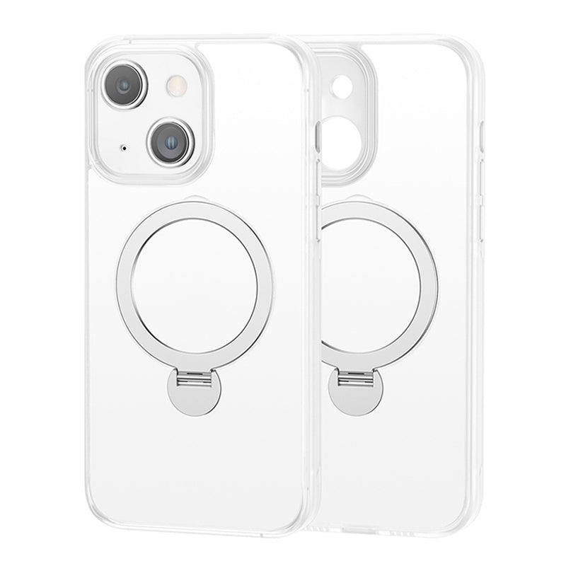 ELECTROPRIME For iPhone 15 360 Magsafe Ring Holder TPU Hybrid PC Phone Case(White)