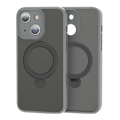 ELECTROPRIME For iPhone 15 360 Magsafe Ring Holder TPU Hybrid PC Phone Case(Grey)