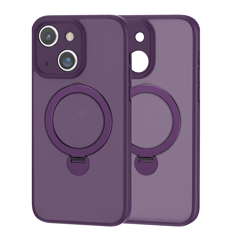 ELECTROPRIME For iPhone 15 360 Magsafe Ring Holder TPU Hybrid PC Phone Case(Purple)