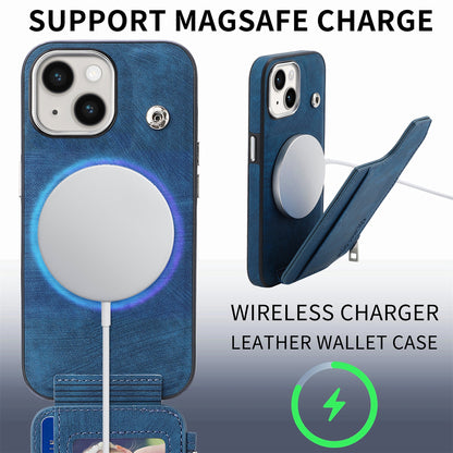 ELECTROPRIME For iPhone 15 Magsafe Zipper RFID Wallet All-inclusive Shockrpoof Phone Case(Blue)