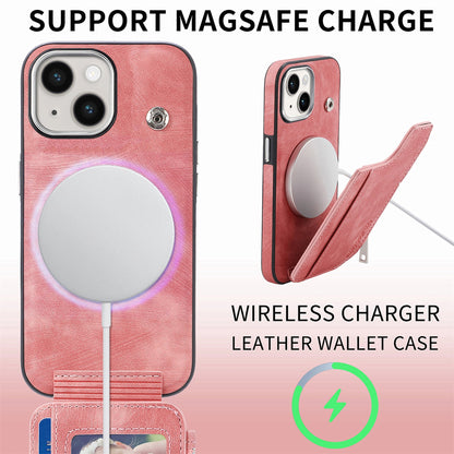 ELECTROPRIME For iPhone 15 Plus Magsafe Zipper RFID Wallet All-inclusive Shockrpoof Phone Case(Pink)