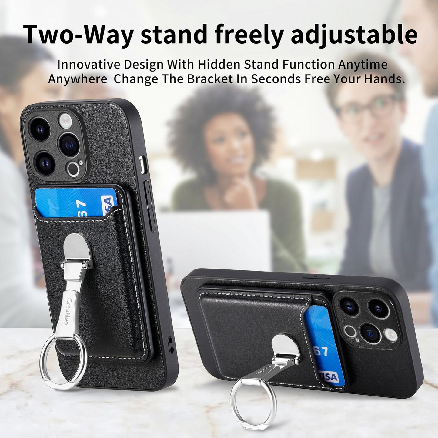 ELECTROPRIME For iPhone 15 Skin Feel Ring Holder Wallet Magnetic Phone Case(Black)