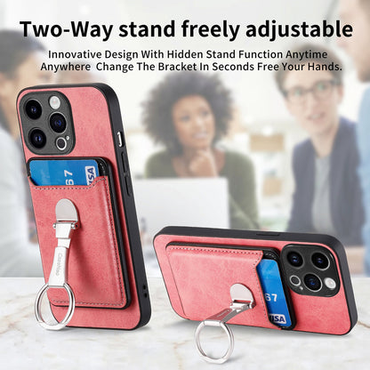 ELECTROPRIME For iPhone 15 Skin Feel Ring Holder Wallet Magnetic Phone Case(Pink)