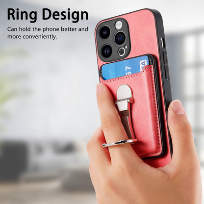ELECTROPRIME For iPhone 15 Skin Feel Ring Holder Wallet Magnetic Phone Case(Pink)
