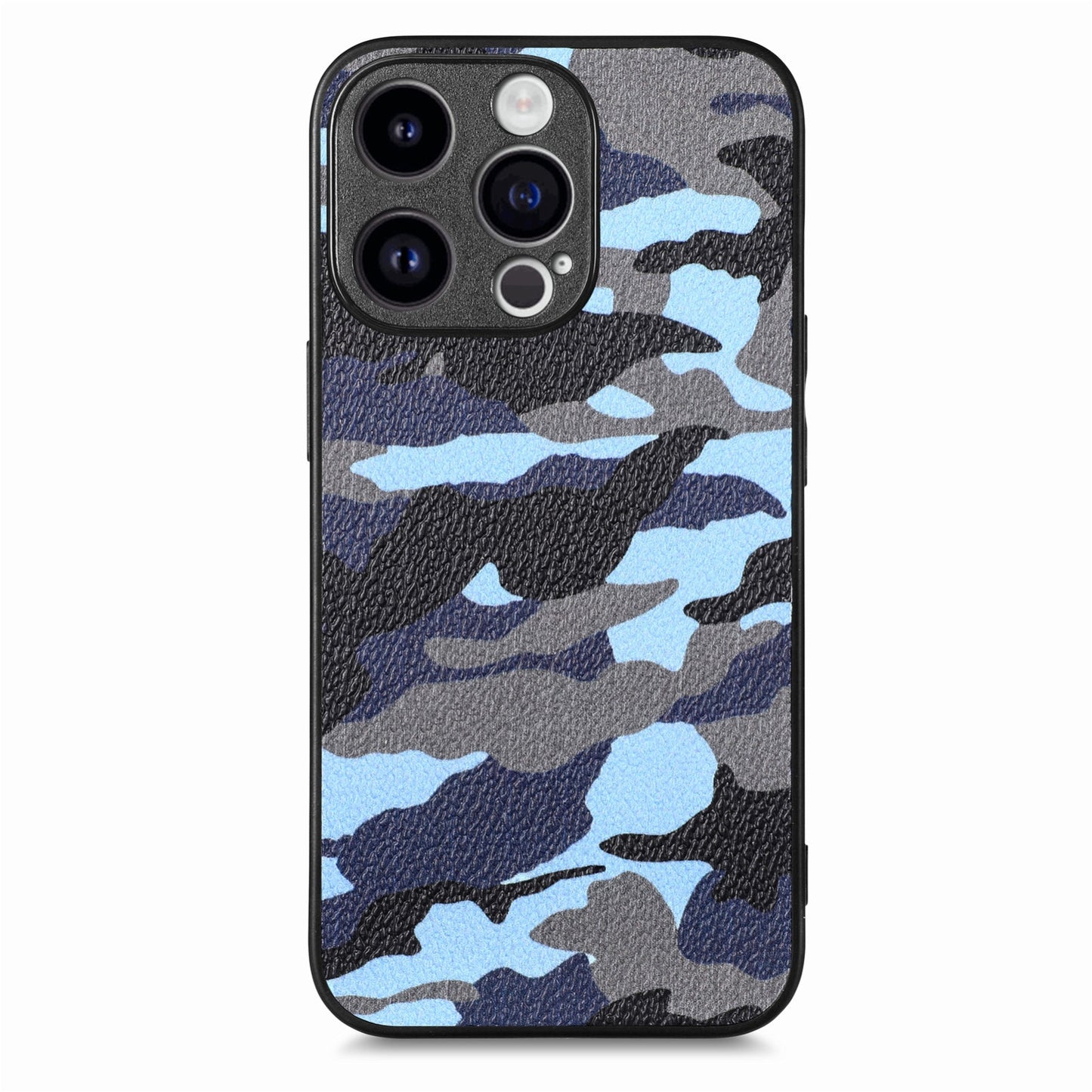 ELECTROPRIME For iPhone 15 Retro Camouflage Leather Back Phone Case(Blue)