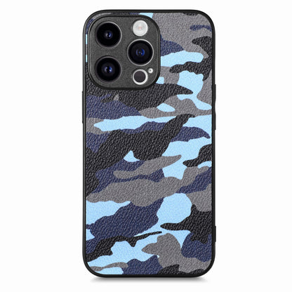 ELECTROPRIME For iPhone 15 Retro Camouflage Leather Back Phone Case(Blue)