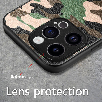 ELECTROPRIME For iPhone 15 Retro Camouflage Leather Back Phone Case(Green)