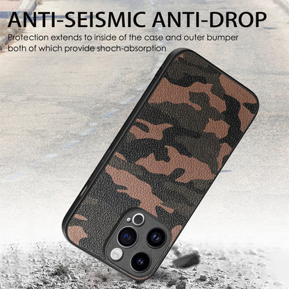 ELECTROPRIME For iPhone 15 Retro Camouflage Leather Back Phone Case(Brown)