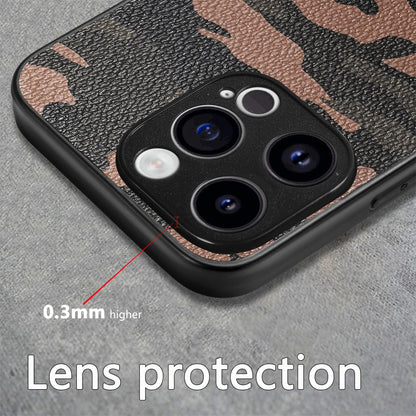ELECTROPRIME For iPhone 15 Retro Camouflage Leather Back Phone Case(Brown)