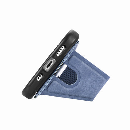 ELECTROPRIME For iPhone 15 Carbon Fiber Wallet Flip Card K-shaped Holder Phone Case(Blue)