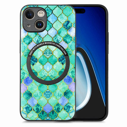 ELECTROPRIME For iPhone 15 Colored Drawing Leather Back Phone Case(Emerald)