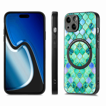 ELECTROPRIME For iPhone 15 Colored Drawing Leather Back Phone Case(Emerald)