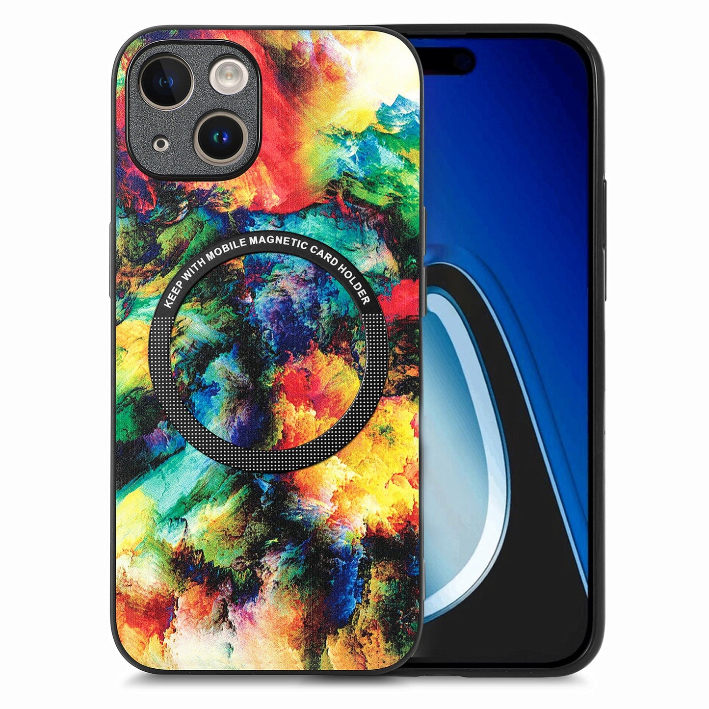 ELECTROPRIME For iPhone 15 Colored Drawing Leather Back Phone Case(Colorful Cloud)