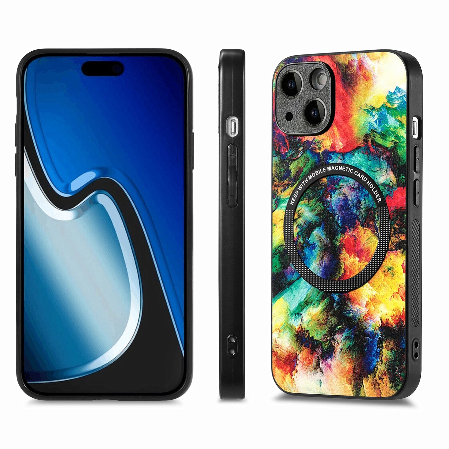 ELECTROPRIME For iPhone 15 Colored Drawing Leather Back Phone Case(Colorful Cloud)