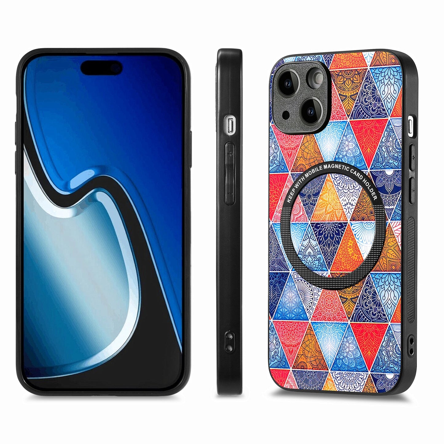 ELECTROPRIME For iPhone 15 Colored Drawing Leather Back Phone Case(Rhombus Mandala)