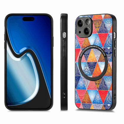ELECTROPRIME For iPhone 15 Colored Drawing Leather Back Phone Case(Rhombus Mandala)