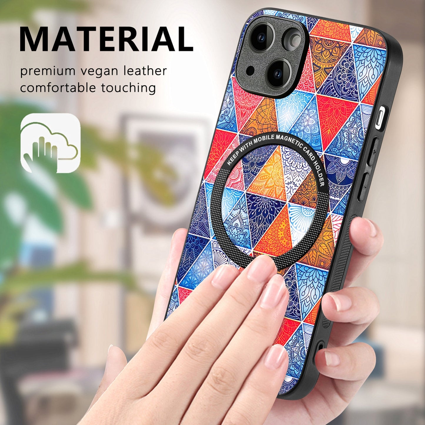 ELECTROPRIME For iPhone 15 Colored Drawing Leather Back Phone Case(Rhombus Mandala)