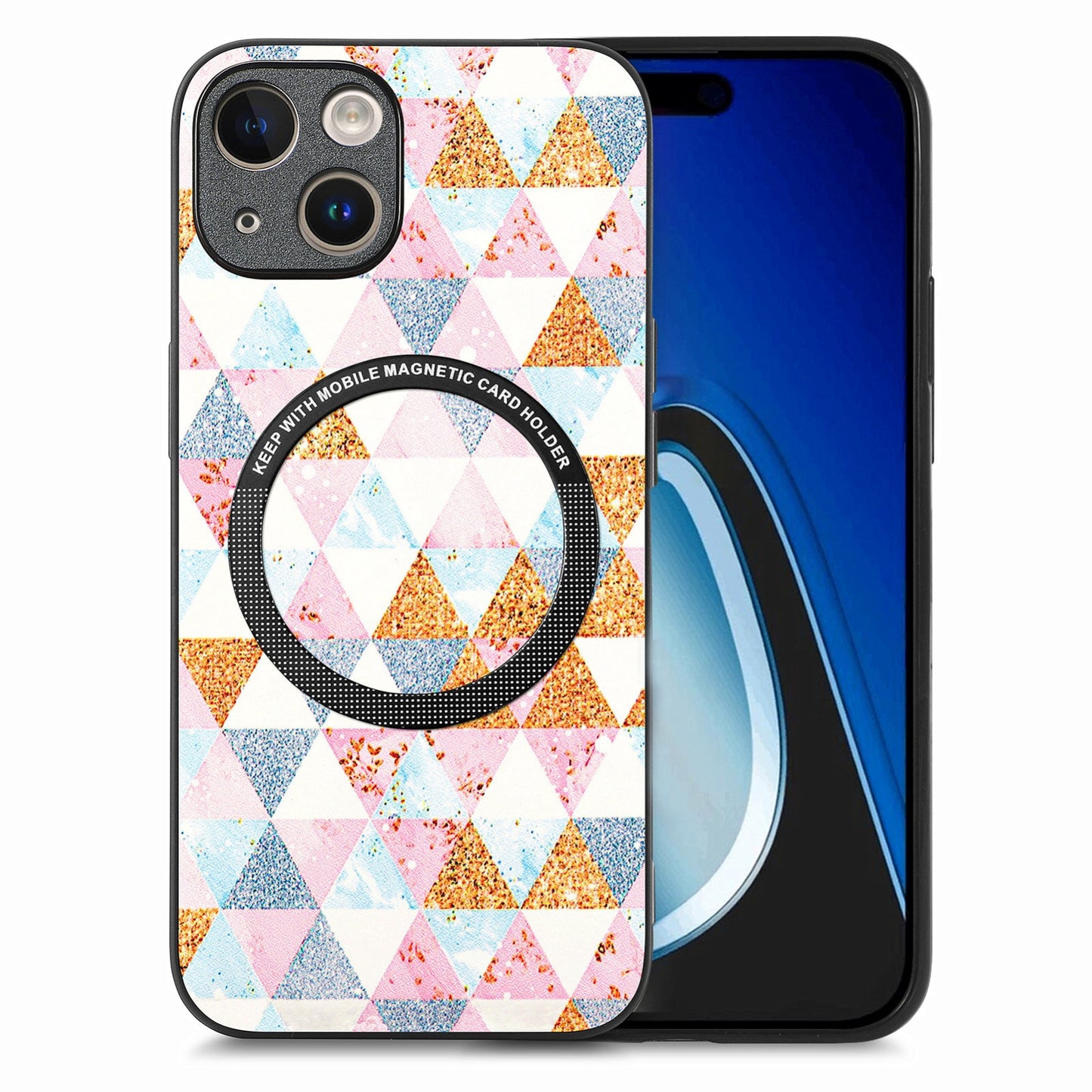 ELECTROPRIME For iPhone 15 Colored Drawing Leather Back Phone Case(Rhombus)