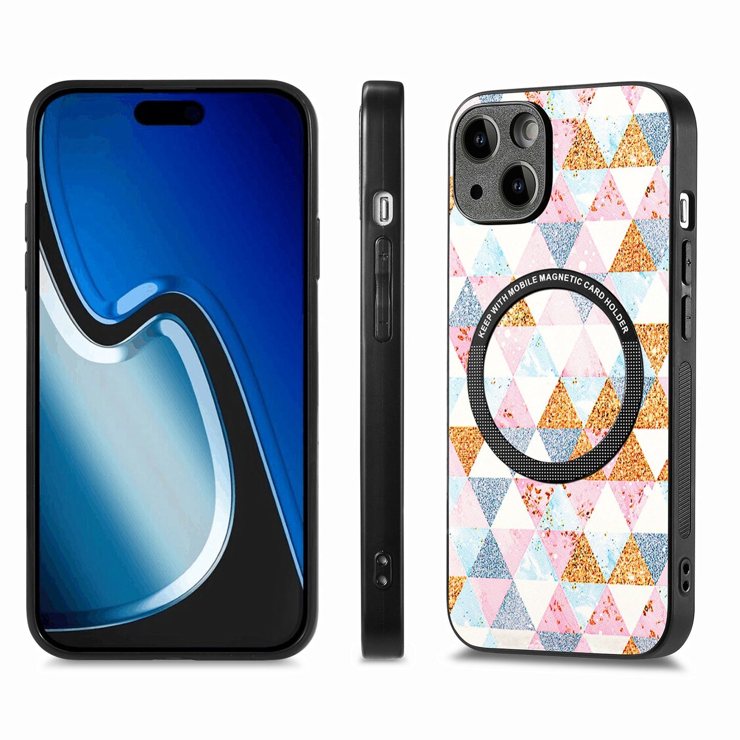ELECTROPRIME For iPhone 15 Colored Drawing Leather Back Phone Case(Rhombus)
