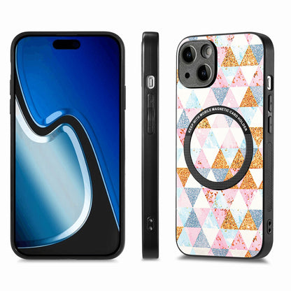 ELECTROPRIME For iPhone 15 Colored Drawing Leather Back Phone Case(Rhombus)