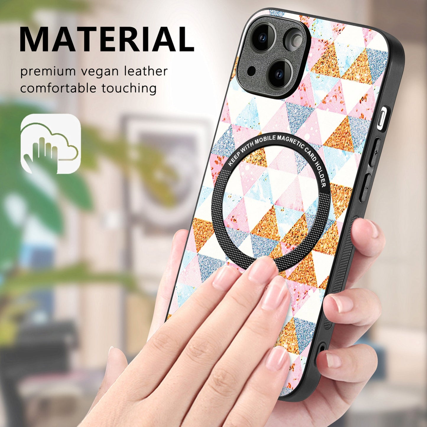 ELECTROPRIME For iPhone 15 Colored Drawing Leather Back Phone Case(Rhombus)