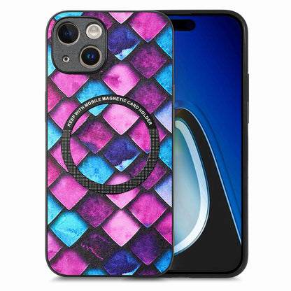 ELECTROPRIME For iPhone 15 Colored Drawing Leather Back Phone Case(Purple Scales)