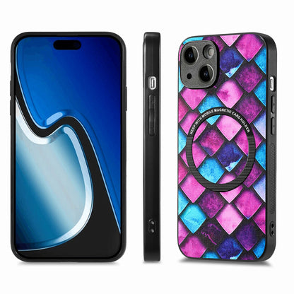 ELECTROPRIME For iPhone 15 Colored Drawing Leather Back Phone Case(Purple Scales)