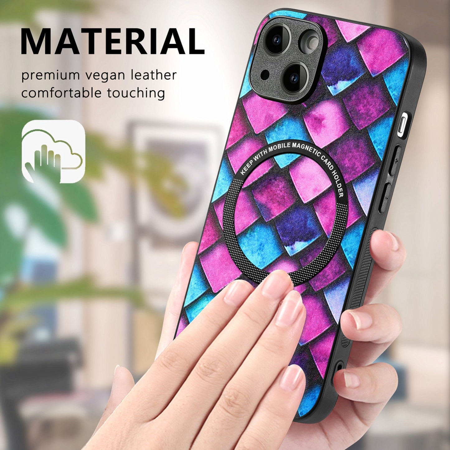 ELECTROPRIME For iPhone 15 Colored Drawing Leather Back Phone Case(Purple Scales)