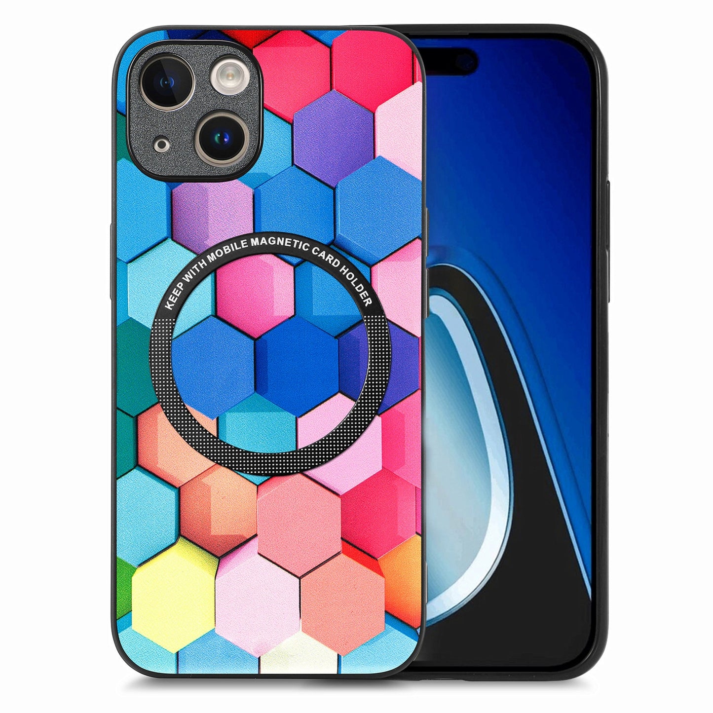 ELECTROPRIME For iPhone 15 Colored Drawing Leather Back Phone Case(Colorful Cube)