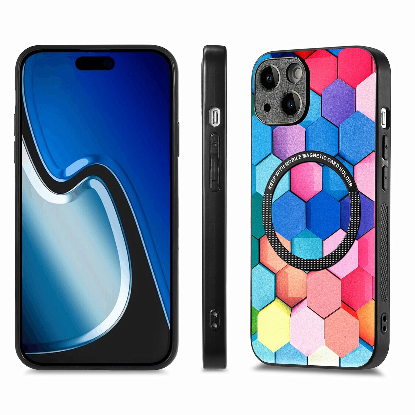 ELECTROPRIME For iPhone 15 Colored Drawing Leather Back Phone Case(Colorful Cube)