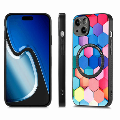 ELECTROPRIME For iPhone 15 Colored Drawing Leather Back Phone Case(Colorful Cube)