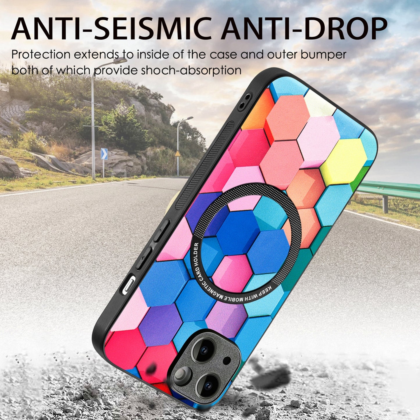 ELECTROPRIME For iPhone 15 Colored Drawing Leather Back Phone Case(Colorful Cube)