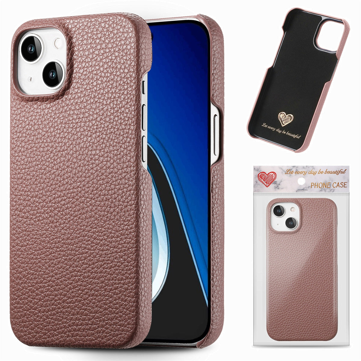 ELECTROPRIME For iPhone 15 Litchi Oil Edge Leather Back Phone Case(Jujube Apricot)