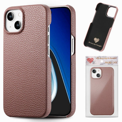 ELECTROPRIME For iPhone 15 Litchi Oil Edge Leather Back Phone Case(Jujube Apricot)