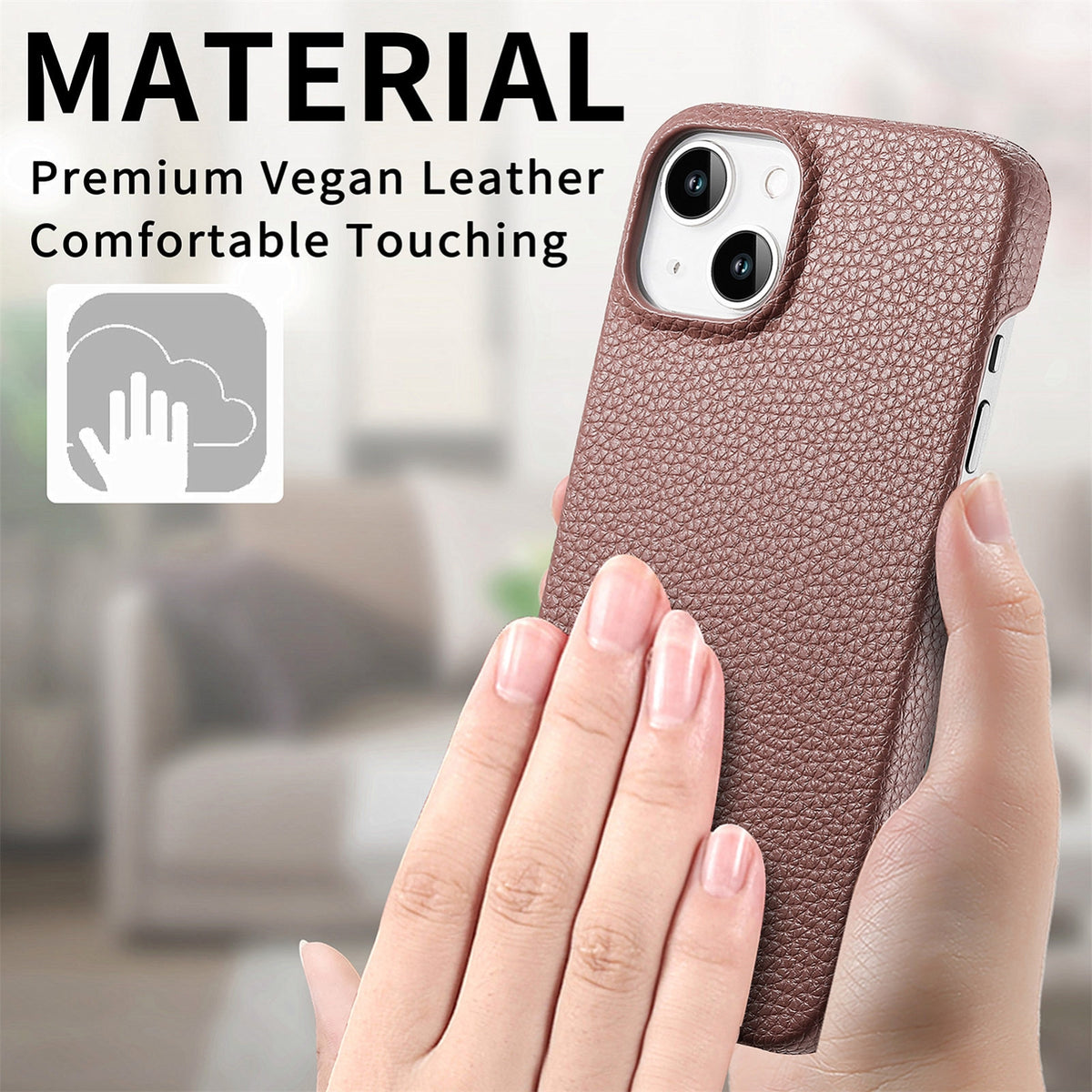ELECTROPRIME For iPhone 15 Litchi Oil Edge Leather Back Phone Case(Jujube Apricot)