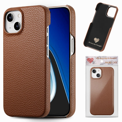 ELECTROPRIME For iPhone 15 Litchi Oil Edge Leather Back Phone Case(Brown)
