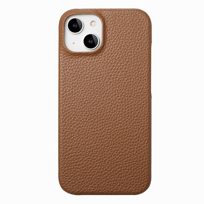 ELECTROPRIME For iPhone 15 Litchi Oil Edge Leather Back Phone Case(Brown)