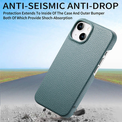 ELECTROPRIME For iPhone 15 Litchi Oil Edge Leather Back Phone Case(Light Blue)