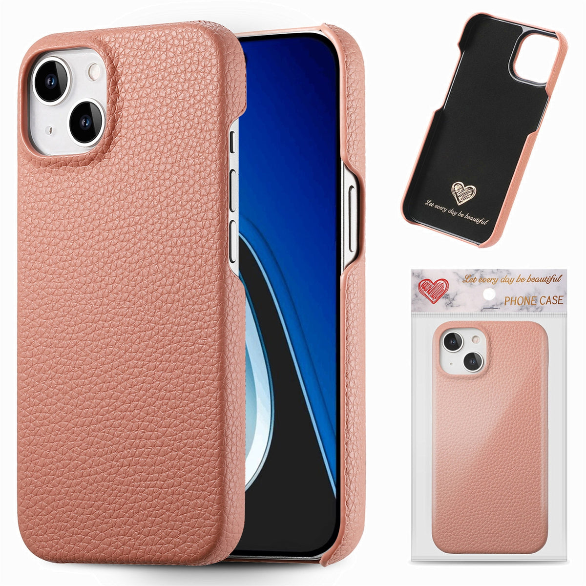 ELECTROPRIME For iPhone 15 Litchi Oil Edge Leather Back Phone Case(Pink)