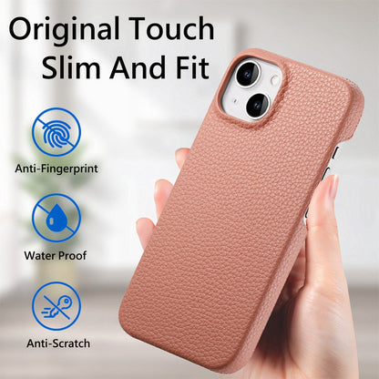 ELECTROPRIME For iPhone 15 Litchi Oil Edge Leather Back Phone Case(Pink)
